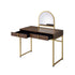 Coleen Walnut & Gold Finish Vanity Desk with Mirror & Jewelry Tray