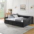 Upholstered Tufted Daybed With 2 Drawers, Waved Arms