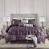 7 Piece Tufted Comforter Set in Plum for King Beds