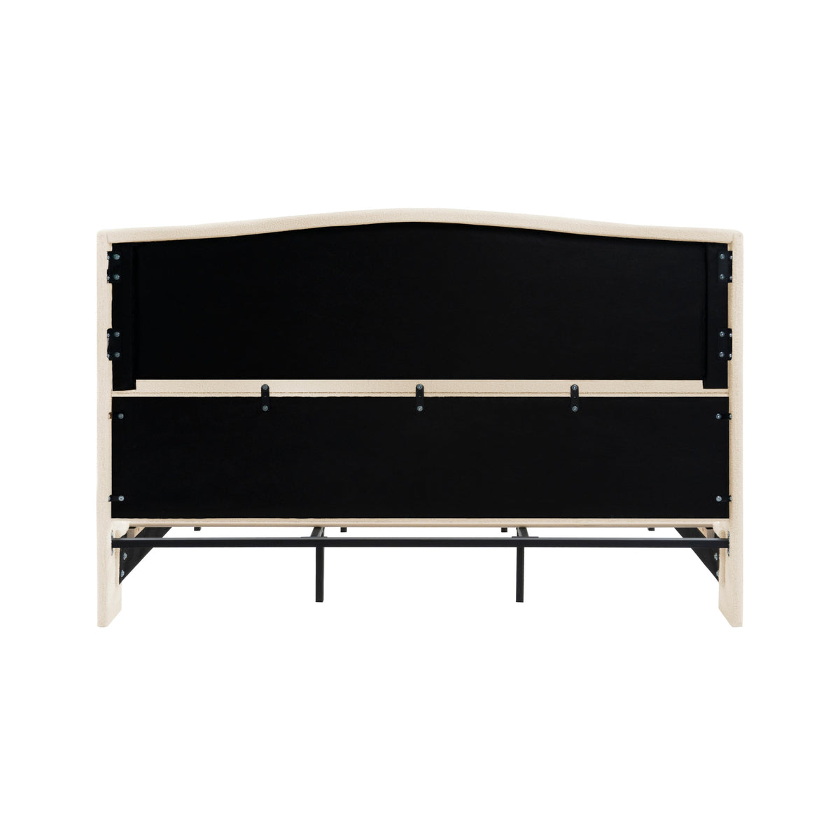 King Size Bed Frame with Upholstered Teddy Velvet Headboard