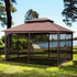 13 0 Outdoor Patio Gazebo Canopy Tent With Ventilated Double Roof And Mosquito Net (Detachable Mesh Screen On All Sides) Suitable For Lawn Garden Backyard And Deck Top - Brown