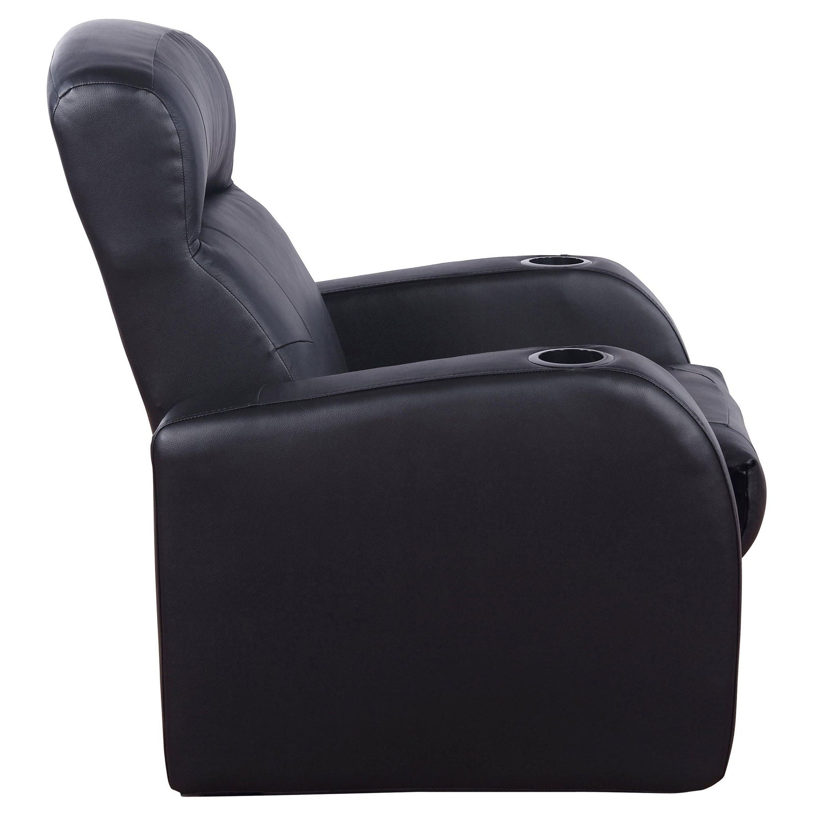 Upholstered Recliner With Cup Holder Comfort Lounge Chair - Black