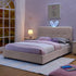 Upholstered Bed With Oversized Rabbit Ear Headboard, LED Lights & 4 Storage Drawers