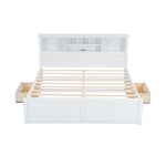 Platform Bed With Multi Storage Headboard, USB And Drawers