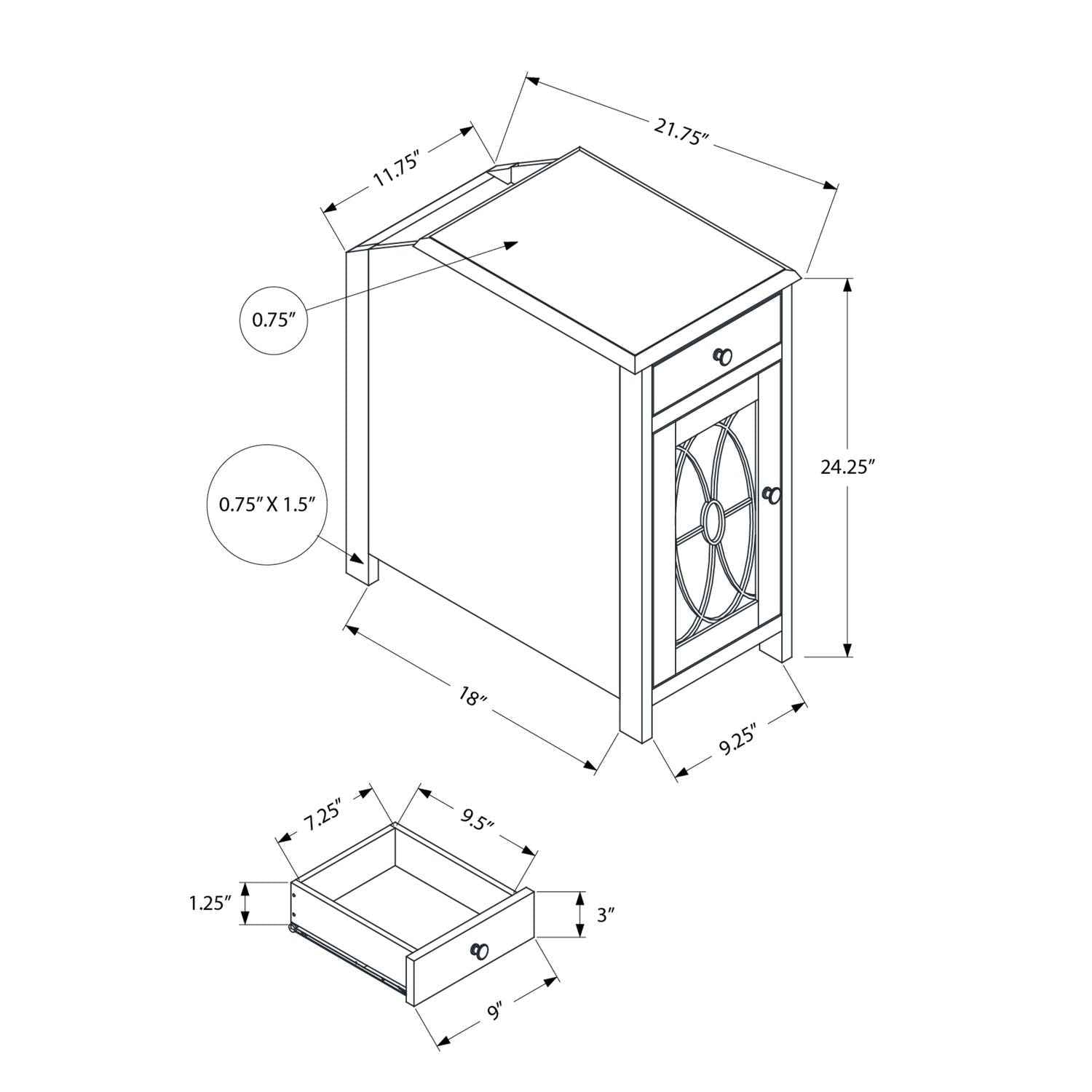 Accent Side Table, Storage Drawer, Traditional - Taupe