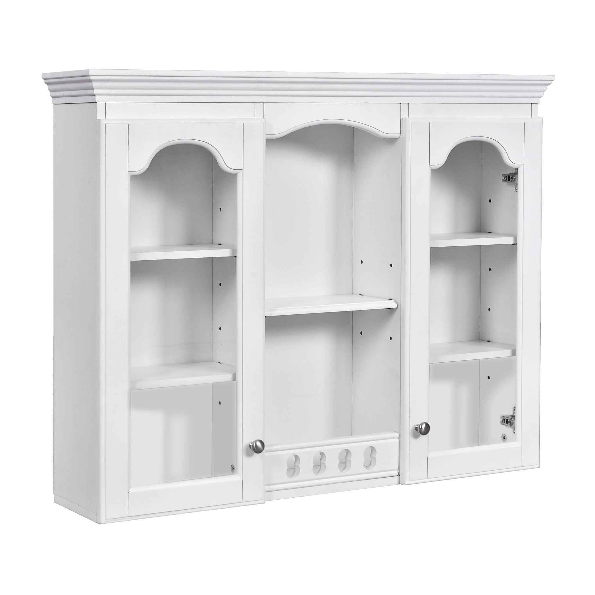 Wall-Mounted Medicine Cabinet With 2 Glass Doors, Adjustable Shelves - White