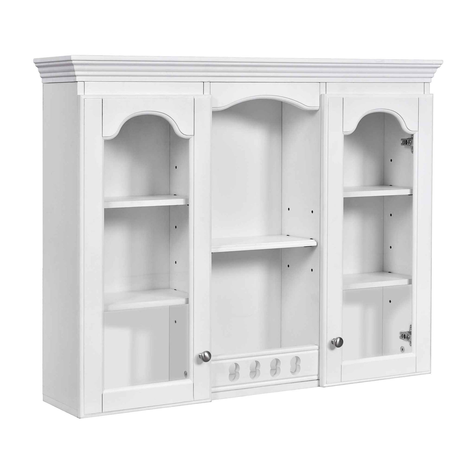 Wall-Mounted Medicine Cabinet With 2 Glass Doors, Adjustable Shelves - White