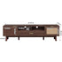 TV Stand For 75" TVs With Soft Closing Doors, Console With Accents And Drop Down Cabinet - Dark Brown