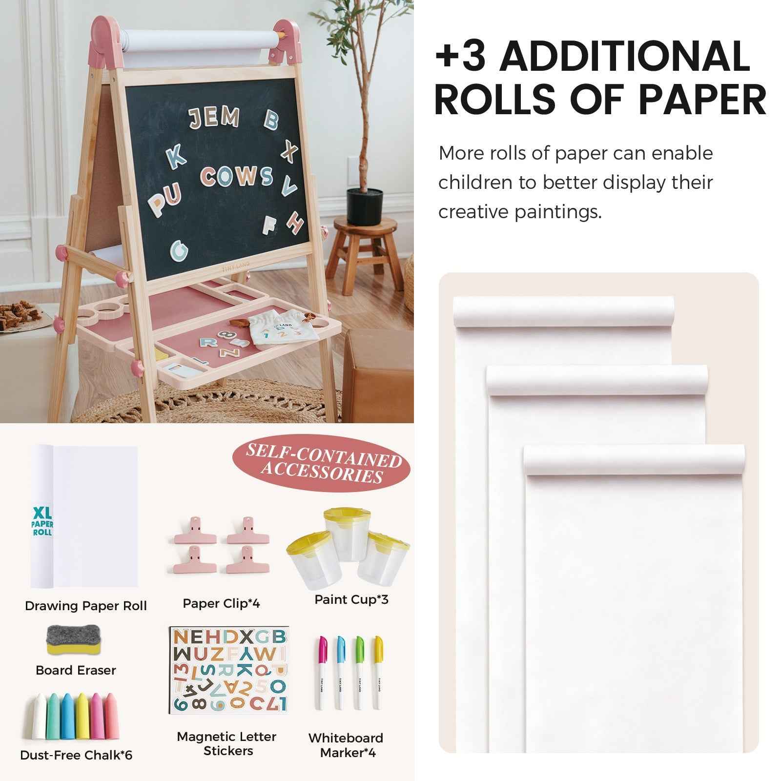 Tiny Land® Pink Magnitales Easel & Paper Roll Set