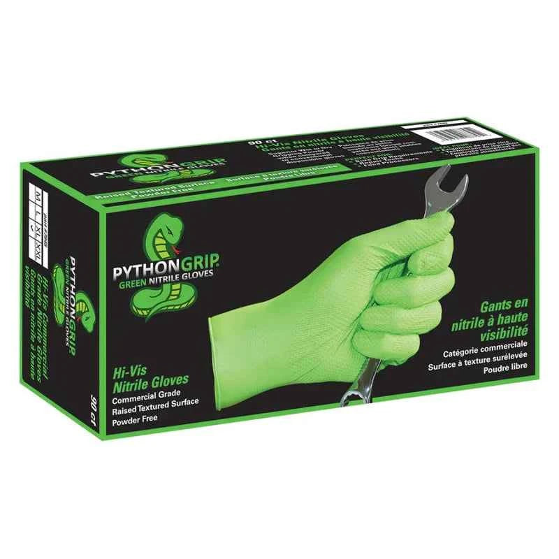 Python Grip XL HI-VIS Nitrile Gloves  7mil Thick (box of 90) For Tile Installers Case Of 10
