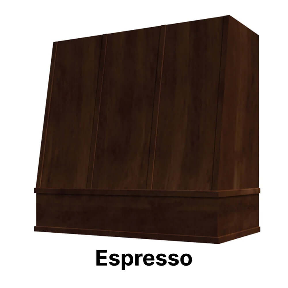 Wood Range Hood With Angled Strapped Front and Block Trim - 30