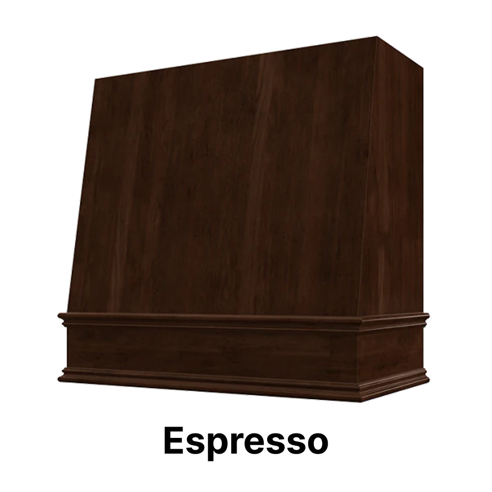 Wood Range Hood With Angled Front and Decorative Trim - 30