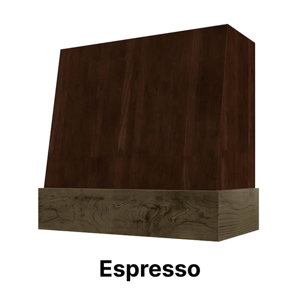 Wood Range Hood With Angled Front and Walnut Band - 30
