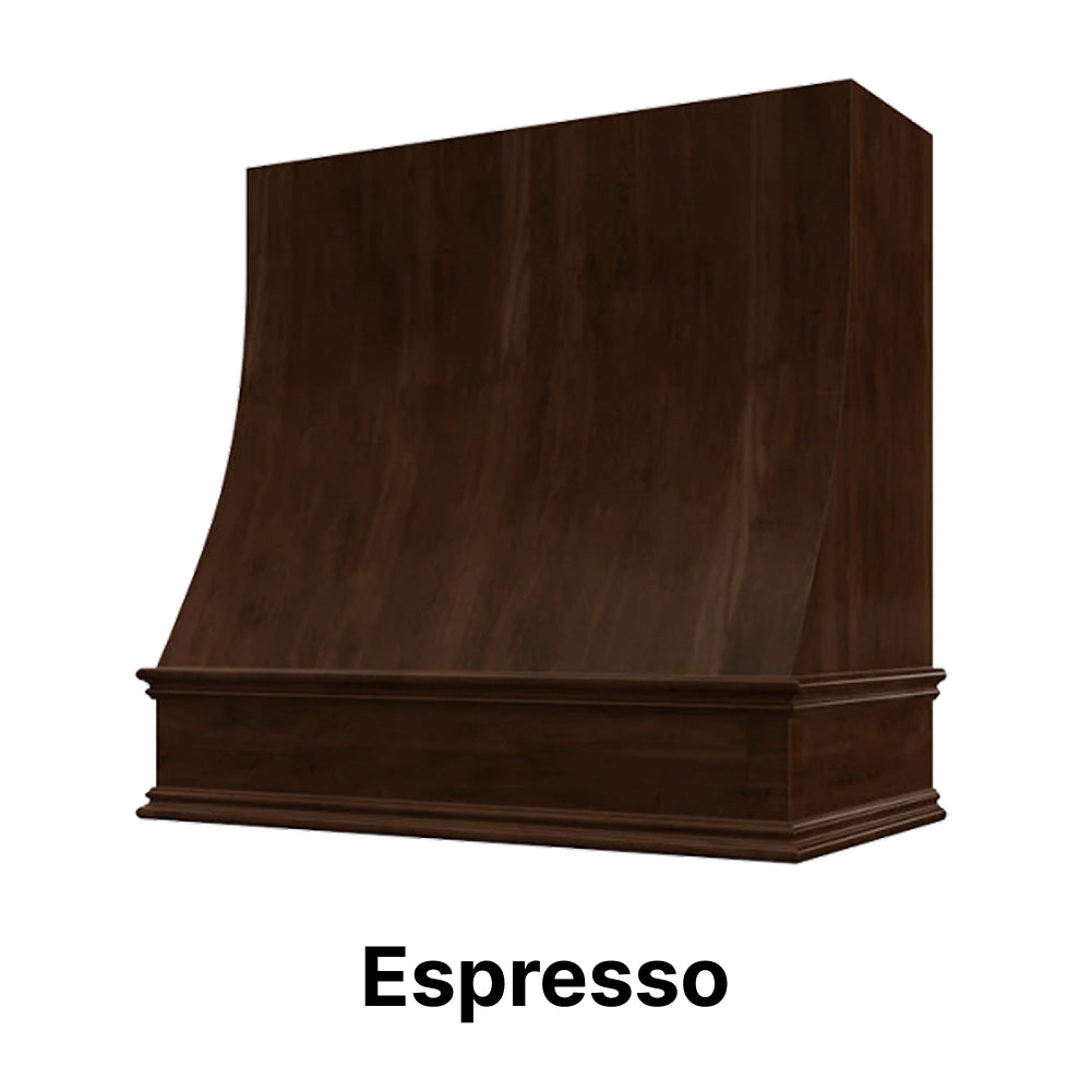 Wood Range Hood With Sloped Front and Decorative Trim - 30