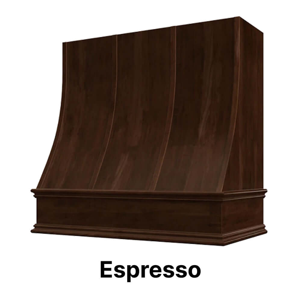 Wood Range Hood With Sloped Strapped Front and Decorative Trim - 30