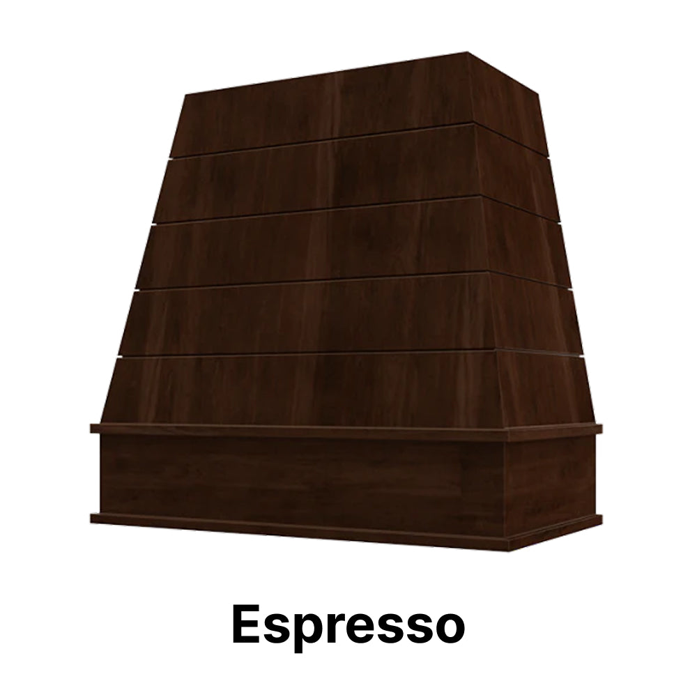 Wood Range Hood With Tapered Shiplap Front and Block Trim - 30