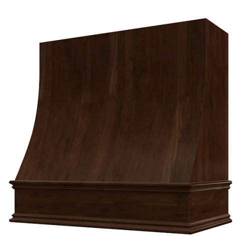 Espresso Wood Range Hood With Sloped Front and Decorative Trim - 30", 36", 42", 48", 54" and 60" Widths Available