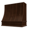 Espresso Wood Range Hood With Sloped Strapped Front and Decorative Trim - 30", 36", 42", 48", 54" and 60" Widths Available