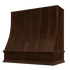 Espresso Wood Range Hood With Sloped Strapped Front and Decorative Trim - 30", 36", 42", 48", 54" and 60" Widths Available