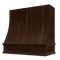 Espresso Wood Range Hood With Sloped Front and Decorative Trim - 30", 36", 42", 48", 54" and 60" Widths Available