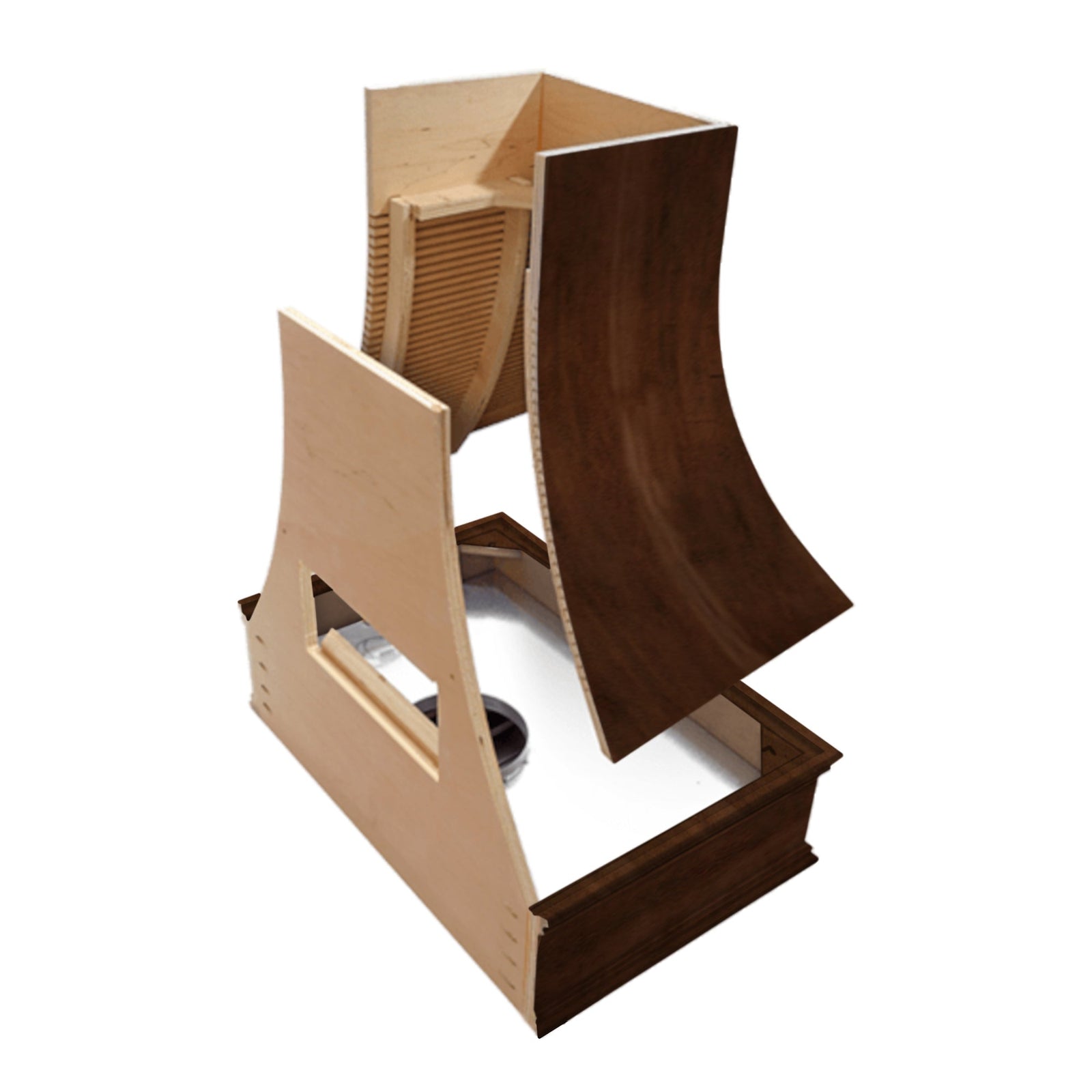 Espresso Wood Range Hood With Tapered Shiplap Front and Block Trim - 30