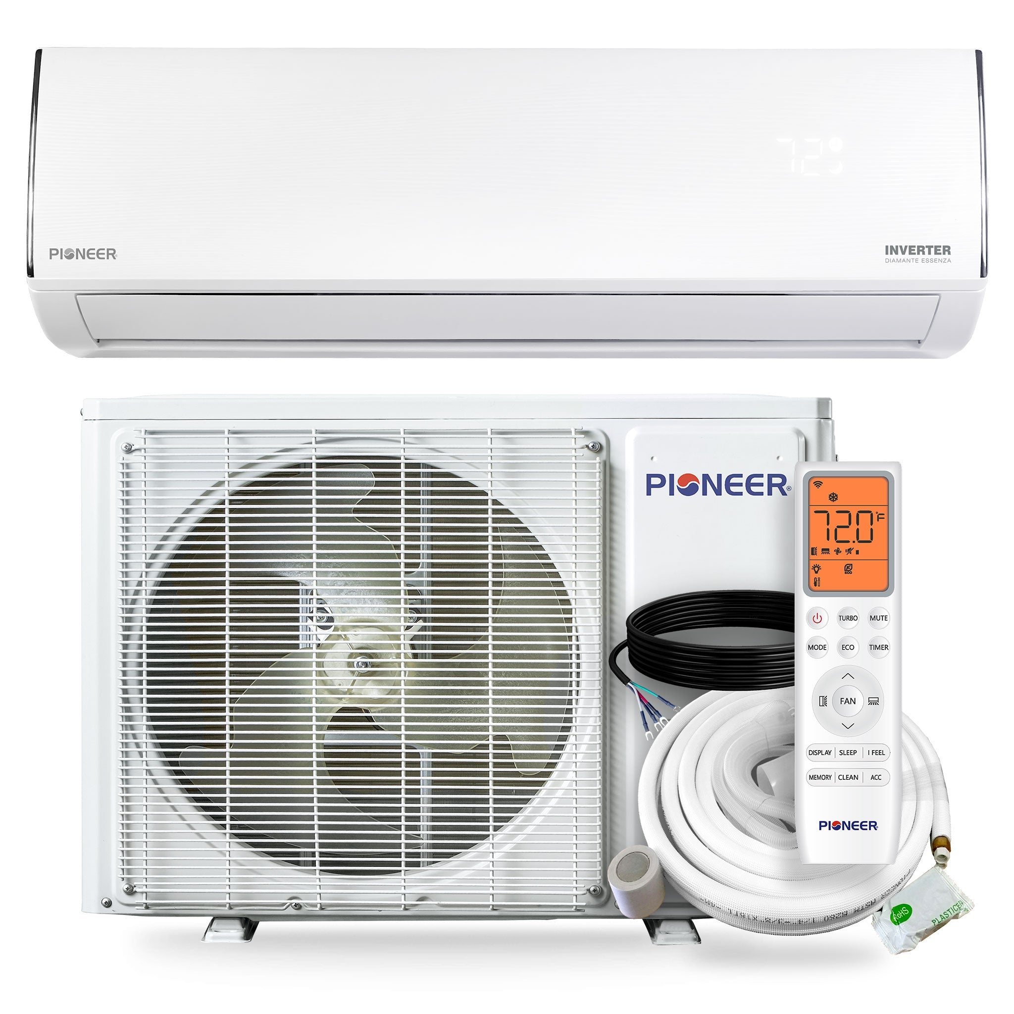 Pioneer® Diamante Essenza™ 36,000 BTU 17 SEER2 230V High-Wall Ductless Mini-Split Air Conditioner Inverter Heat Pump with 16 Ft. Kit