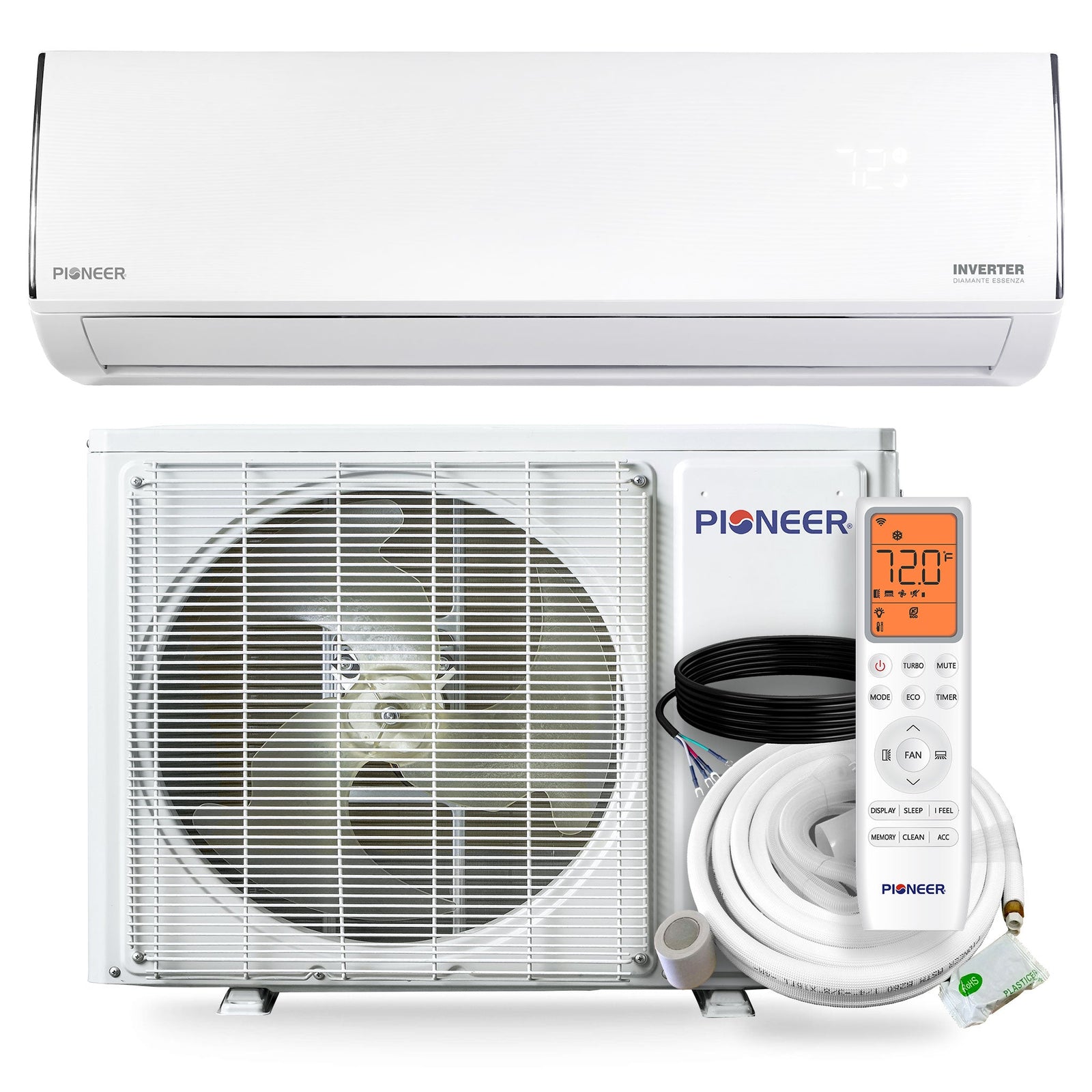 Pioneer® Diamante Essenza™ 36,000 BTU 17 SEER2 230V High-Wall Ductless Mini-Split Air Conditioner Inverter Heat Pump with 16 Ft. Kit