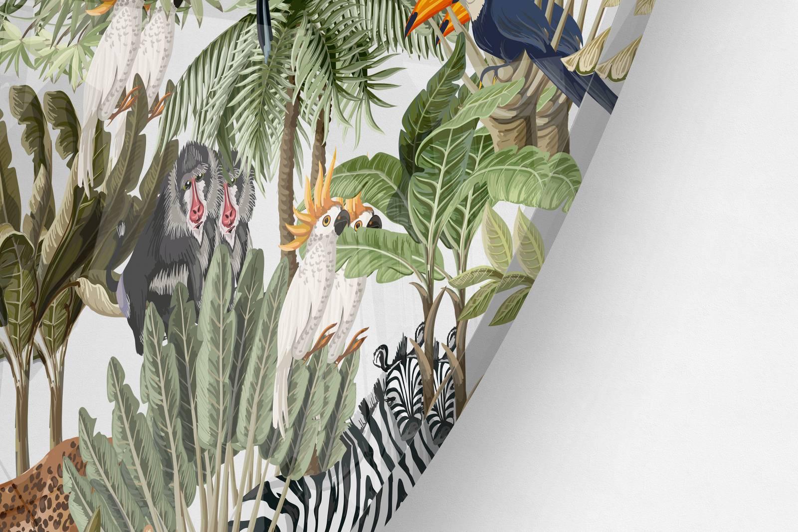 Exotic Animals Printed Transparent Acrylic Circle