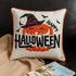 Embroidered Halloween Pumpkin Accent Pillow with Festive Detailing - Neutral