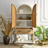 Arched Flower Carved Door Accent Sideboard Cabinet With 1 Drawer And Shelf, Cabinet For Kitchen - Natural / White