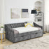 Upholstered Tufted Daybed With 2 Drawers, Waved Arms