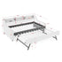 Upholstered Sofa Bed With LED Lights, Storage Headboard, Foldable Trundle & Wireless Charging