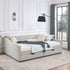 Upholstered Tufted Daybed With Drawers, Waved Arms