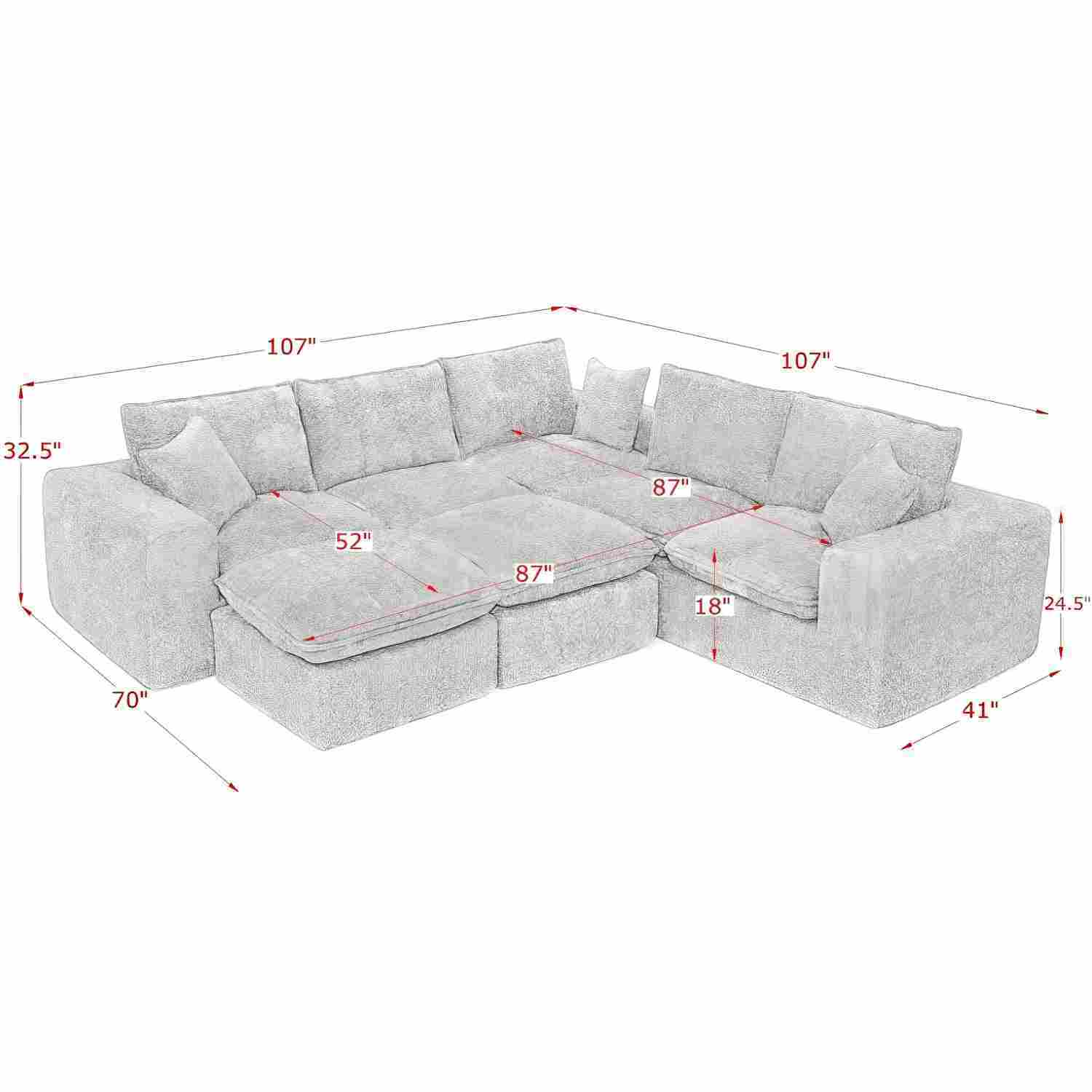 Sectional Sofa With Moveable Ottoman