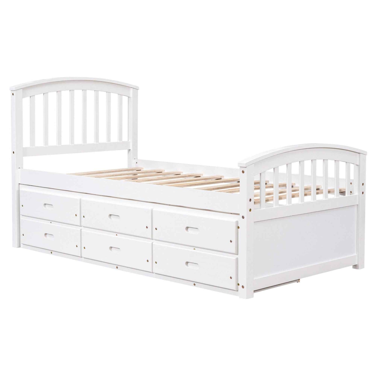 Platform Storage Bed Solid Wood Bed With 6 Drawers
