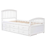 Platform Storage Bed Solid Wood Bed With 6 Drawers