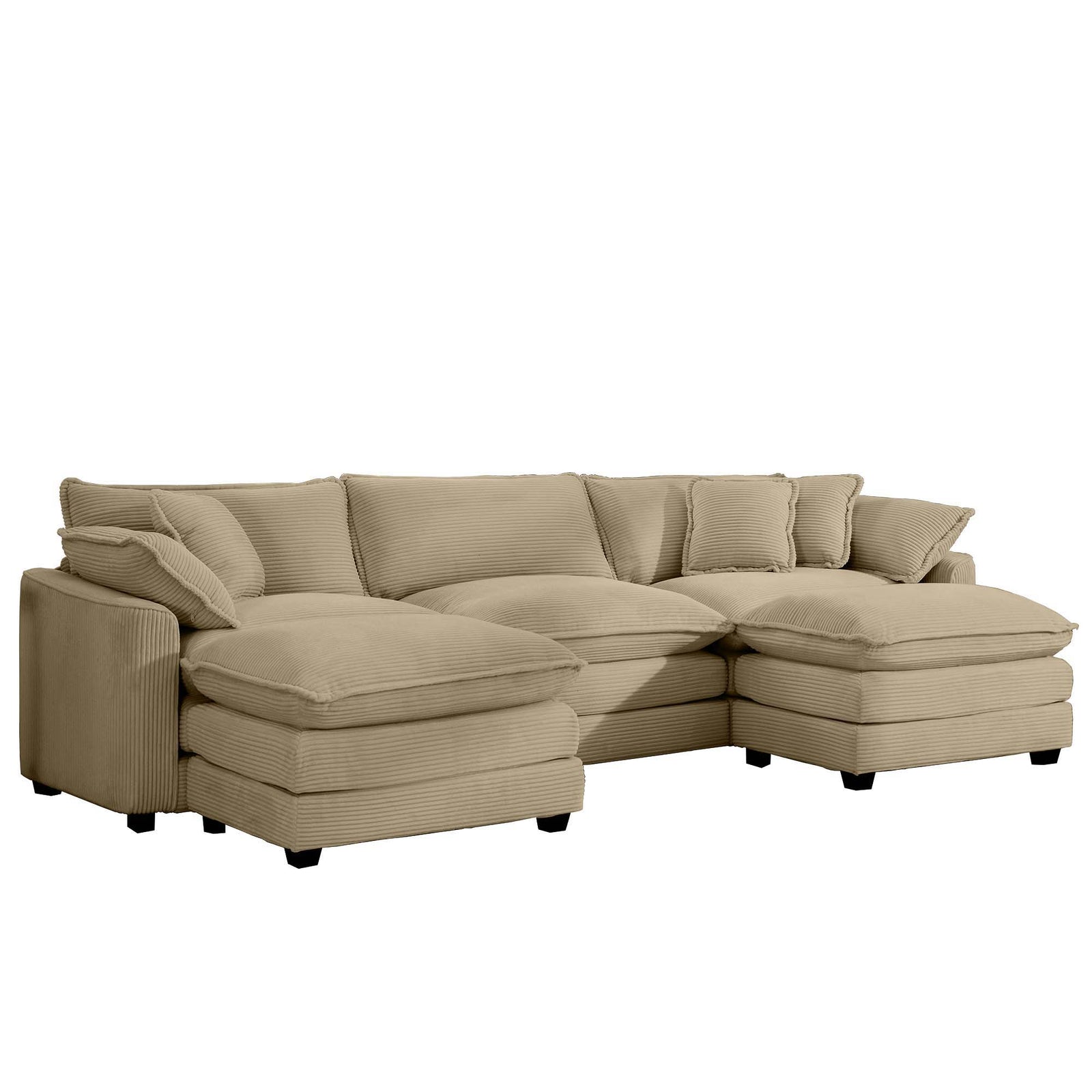 Modern Oversized Modular Cushion Sofa With Ottoman, Low Back, Deep Seating Sofa Set