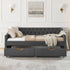 Upholstered Tufted Daybed With 2 Drawers, Waved Arms