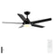Ceiling Fan With Lights And Remote Control, Reversible DC Motor, 6 Speeds, 3 Cct Dimmable LED, Quiet Timer For Indoor - Black