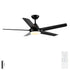 Ceiling Fan With Lights And Remote Control, Reversible DC Motor, 6 Speeds, 3 Cct Dimmable LED, Quiet Timer For Indoor - Black