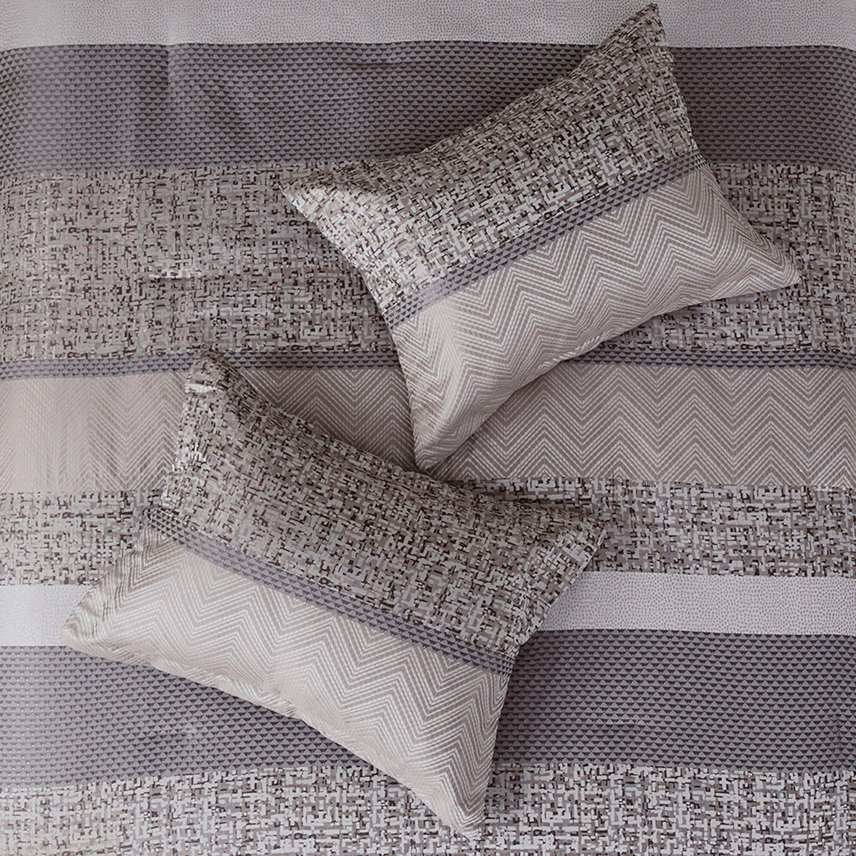 7 Piece Jacquard Comforter Set Grey/Taupe California King