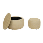 Round Storage Ottoman, 2 In 1 Function, End Table And Ottoman