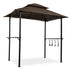 Outdoor Grill Gazebo With Double Tier Soft Top Canopy, Steel Frame, Bar Counters & Hook