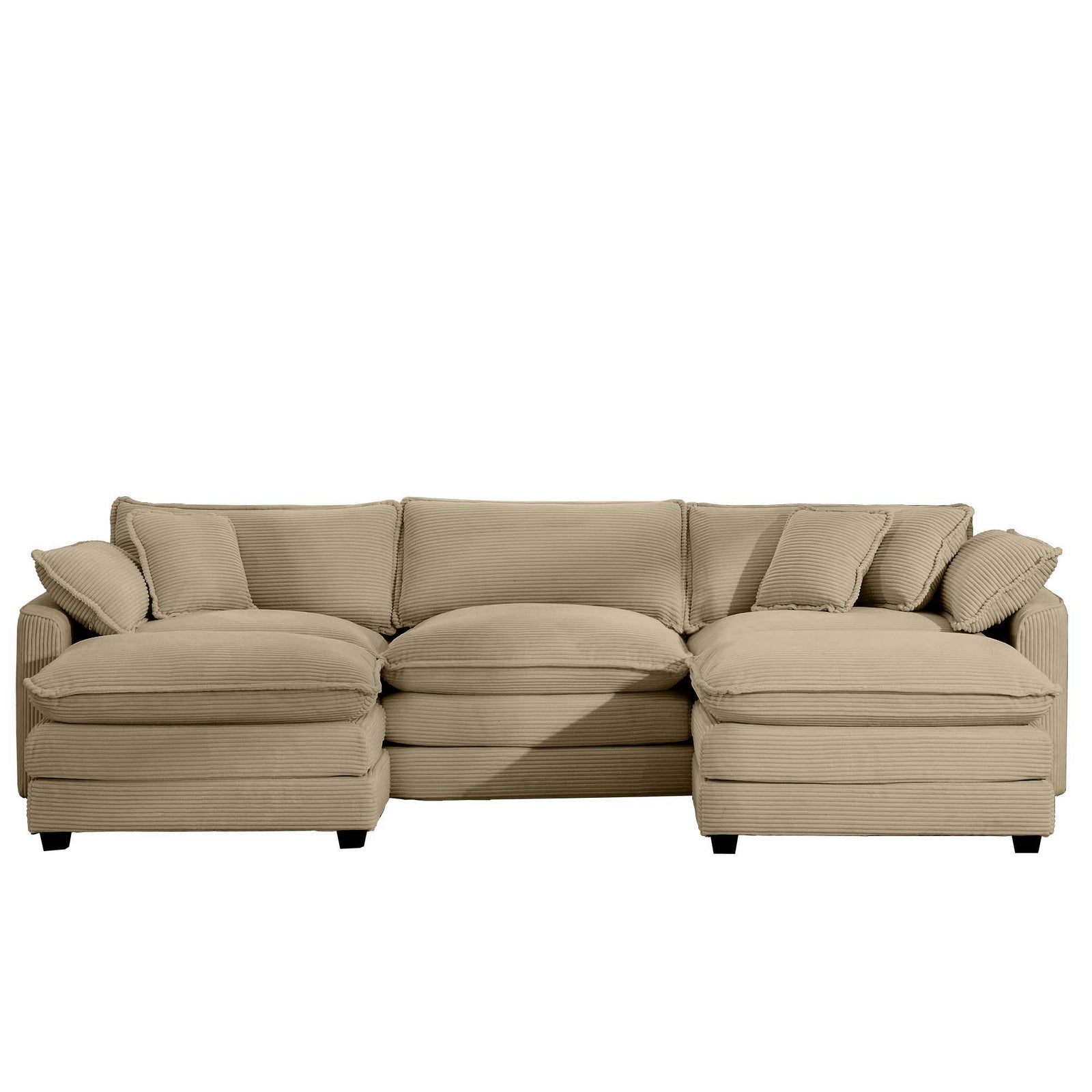 Modern Oversized Modular Cushion Sofa With Ottoman, Low Back, Deep Seating Sofa Set