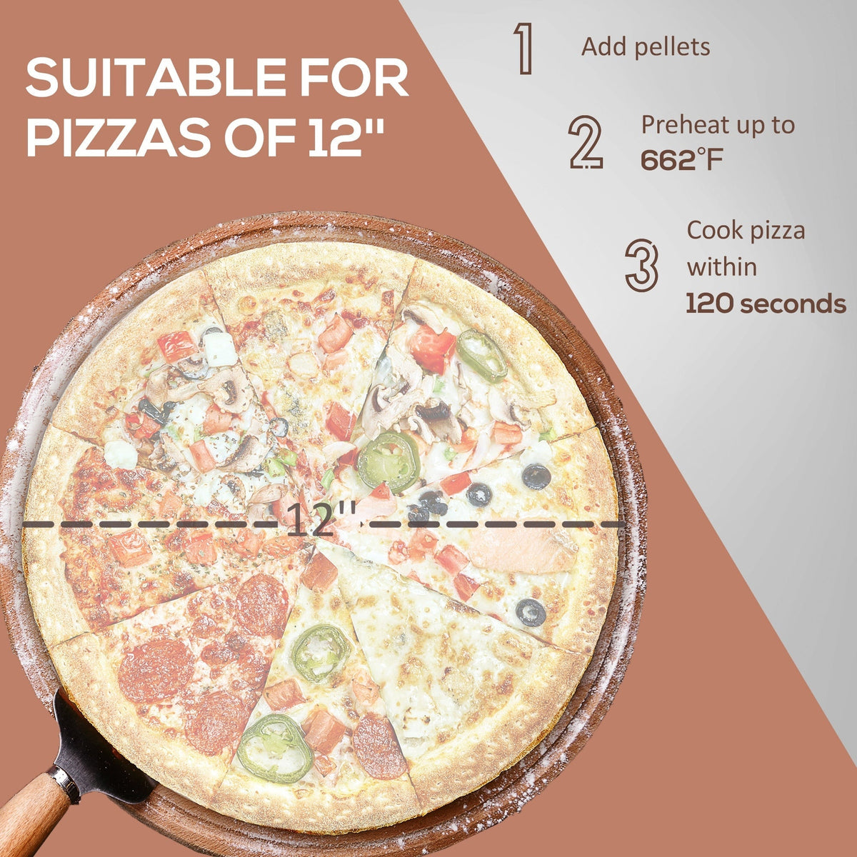 Outsunny Outdoor Pizza Oven with 12