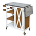 Foldable Outdoor Kitchen Island with Stainless Steel Top - Natural Wood