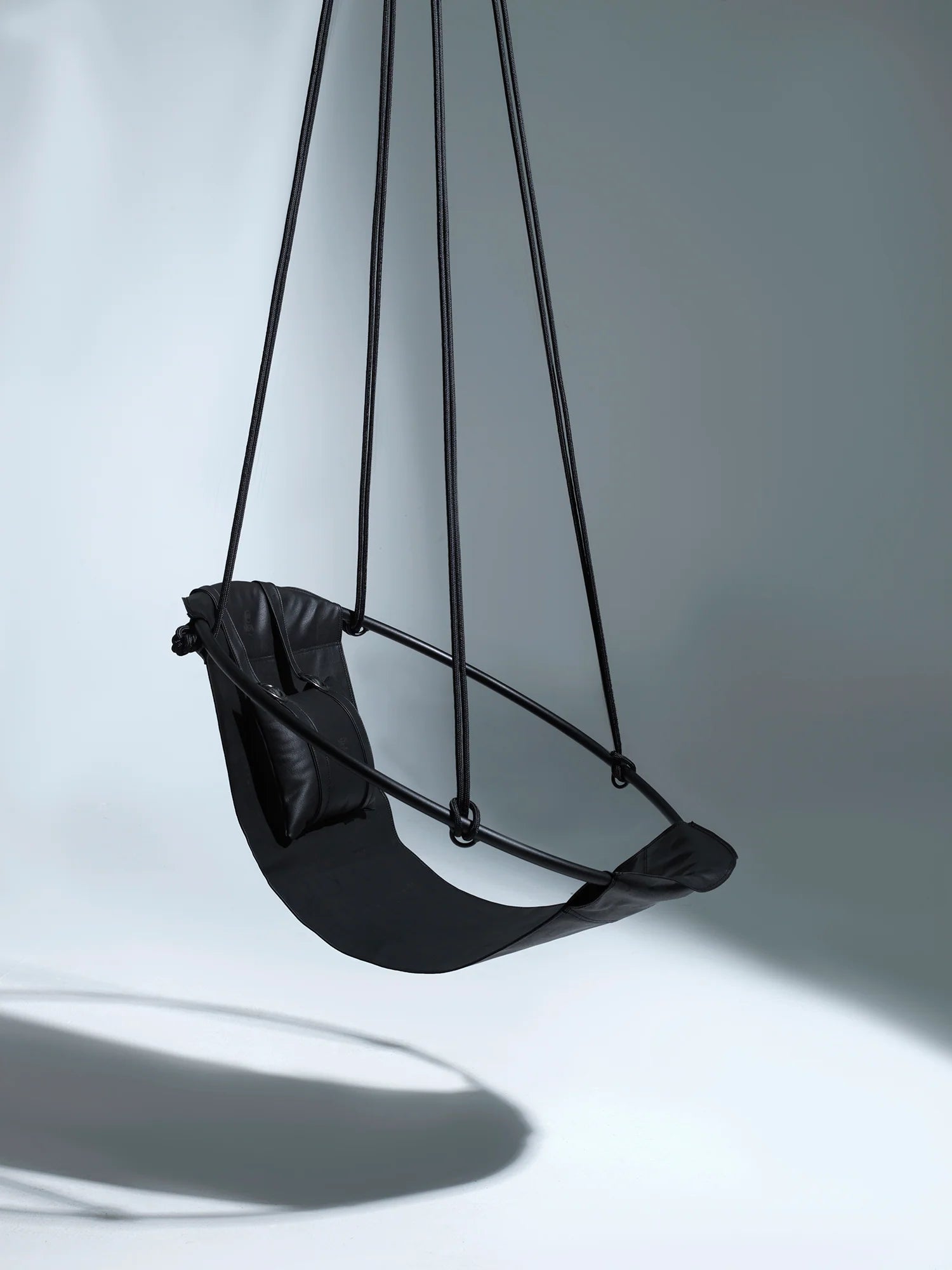 Faux Leather Round Hanging Chair Black