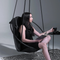 Faux Leather Round Hanging Chair Black