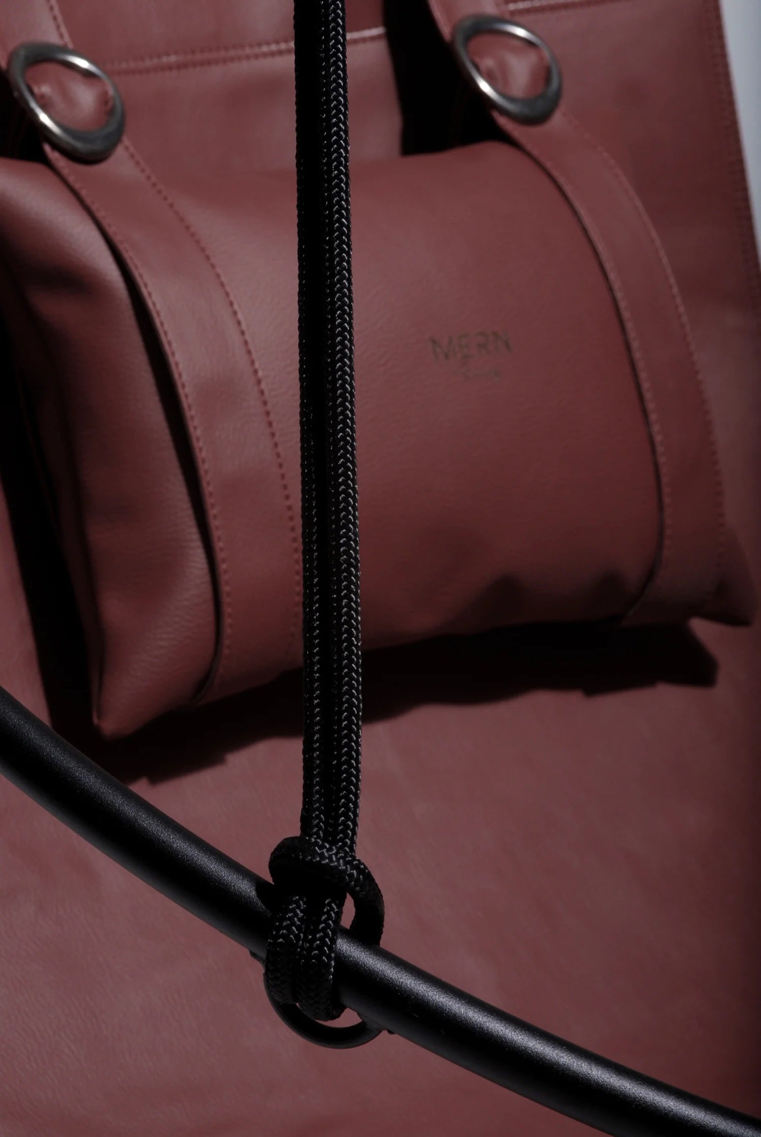 Faux Leather Round Hanging Chair Burgundy