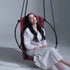 Faux Leather Round Hanging Chair Burgundy